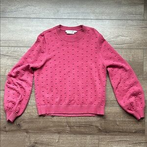 Simons Puff-sleeve pompom sweater in Medium Pink